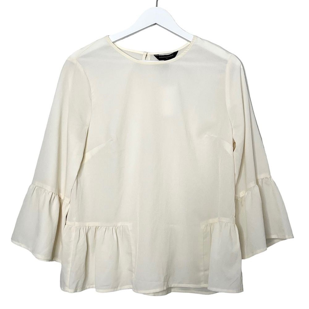 NWT Banana Republic Factory Women’s 3/4 Bell Sleeve Blouse Cream White Small